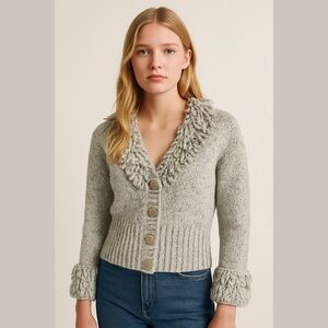 Twiggy White and Black Marled Sweater Jacket Outerwear Size Medium NEW